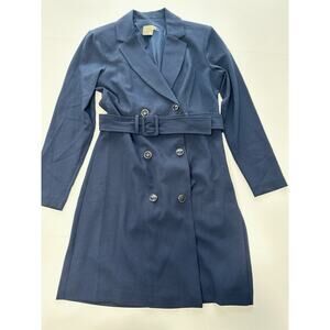 Taylor Womens Size 2 Navy Belted Jacket Coat